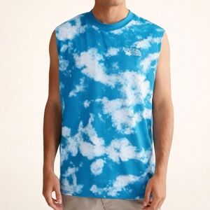 The North Face Blue Tie Dye Sleeveless Tank Relaxed Fit Size S NWT